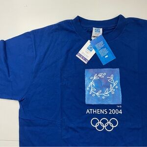 NEW Vintage Athens 2004 Olympic T shirt Official Licensed XL Blue with Tag